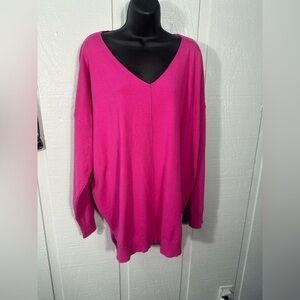 Sweet Lovely by Jen Pink V Neck Long Sleeve Sweater Size 2XL EUC